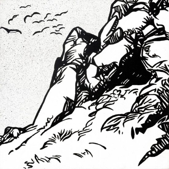 La caverne, Acrylique sur panneau de bois/Acrylic on wood panel, 25.4 X 25.4 cm, 2018.