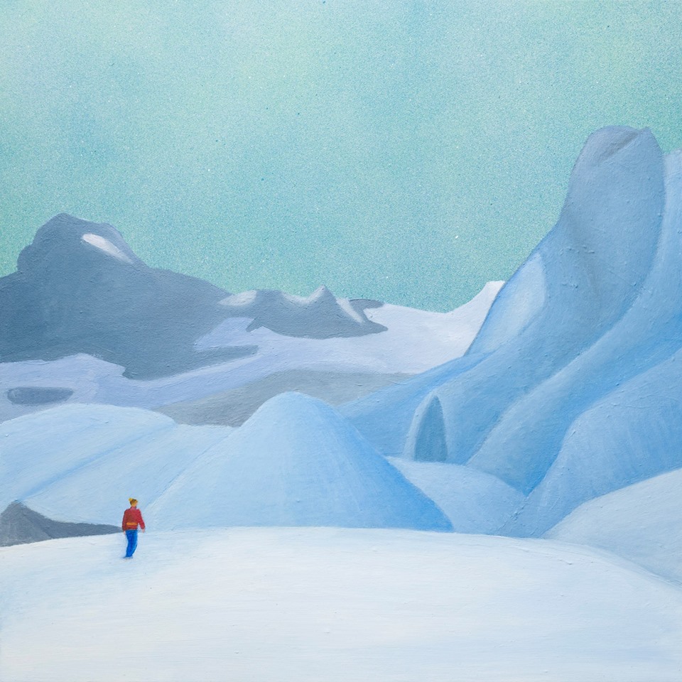 Holzwege, Huile et peinture en aérosol sur toile/Oil and spray paint on canvas, 41 X 41 cm, 2014.