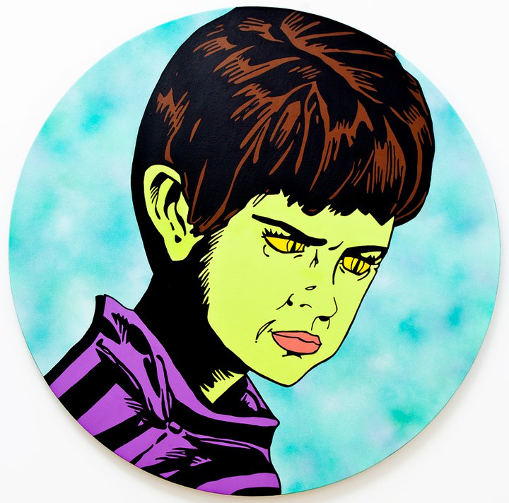 Le Doppelgänger. Acrylique et peinture en aérosol sur toile/Acrylic and spray paint on canvas, Tondo 122 X 122 cm, 2010.