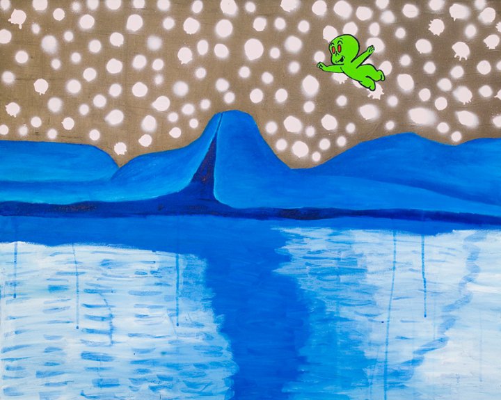 L’autre monde. Acrylique et peinture aérosol sur toile/Acrylic and spray paint on canvas, 62 X 78 cm, 2008.