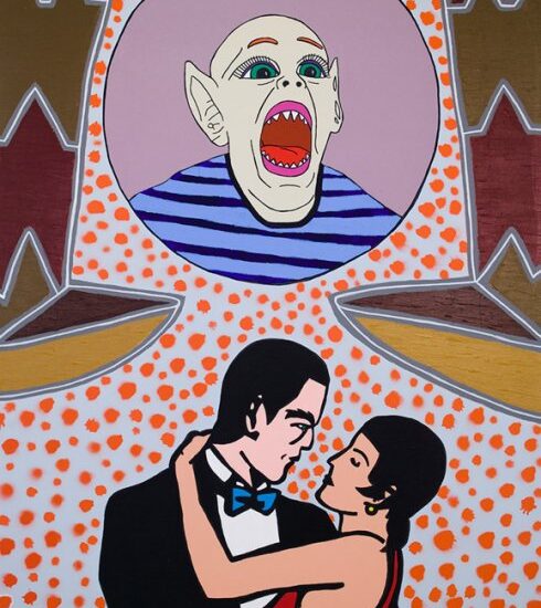 Sans titre. Acrylique et peinture aérosol sur toile/Acrylic and spray paint on canvas, 105 X 152 cm, 2008.