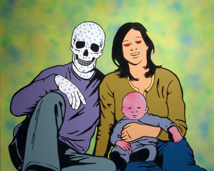 Portrait de famille. Acrylique et peinture en aérosol sur toile/Acrylic and spray paint on canvas, 122 X 153 cm, 2009.