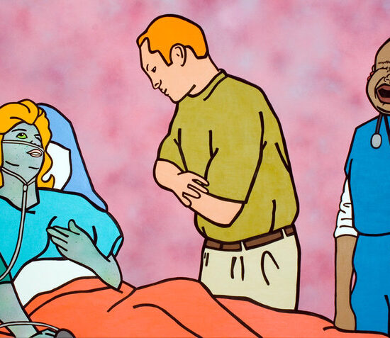 Les derniers instants. Acrylique et peinture en aérosol sur toile/Acrylic and spray paint on canvas, 122 X 183 cm, 2010.