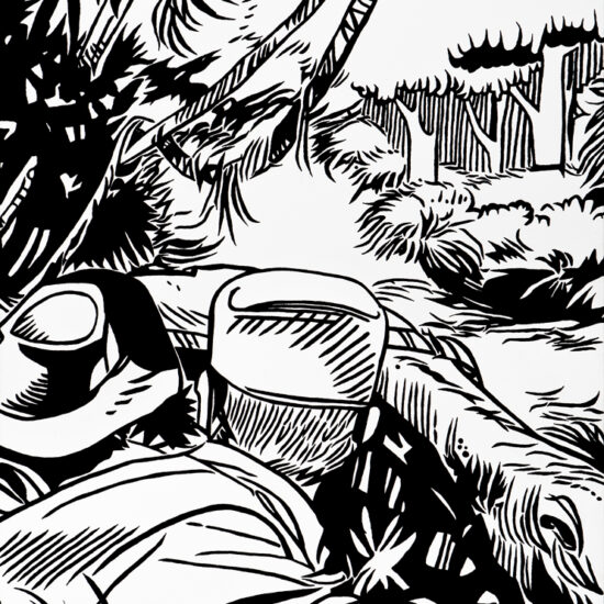 La clairière, Acrylique sur panneau de bois/Acrylic on wood panel, 69 X 46 cm, 2017.