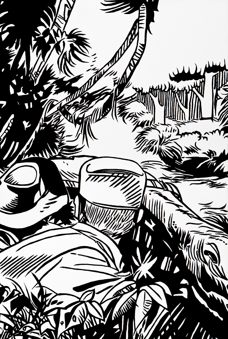 La clairière, Acrylique sur panneau de bois/Acrylic on wood panel, 69 X 46 cm, 2017.