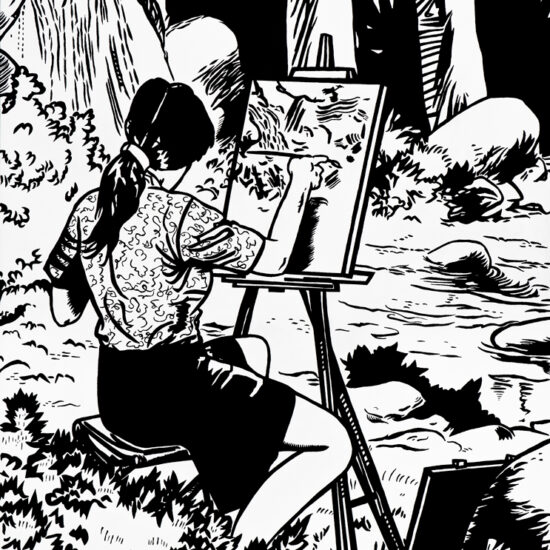 La Peintre, Acrylique sur panneau de bois/Acrylic on wood panel, 81.5 X 61 cm, 2017.