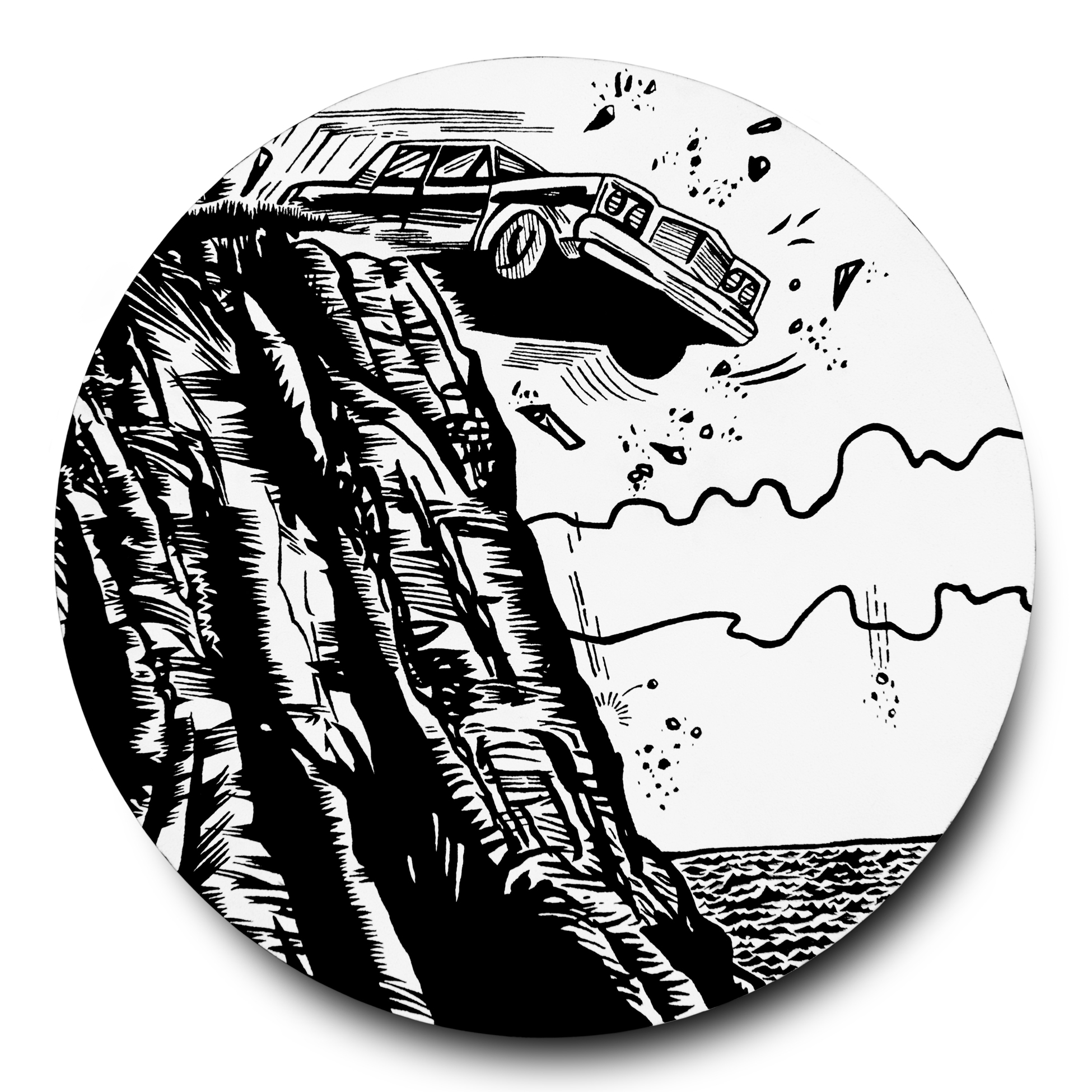 Crash, Acrylique sur panneau de bois/Acrylic on wood panel, Tondo 45.7 X 45.7 cm, 2016.