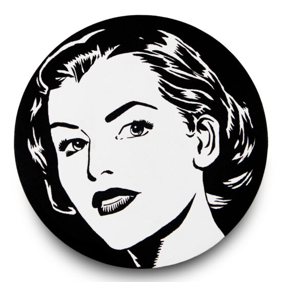 The Look / Le Regard, Acrylique sur panneau de bois/Acrylic on wood panel, Tondo 25.4 X 25.4 cm, 2016.