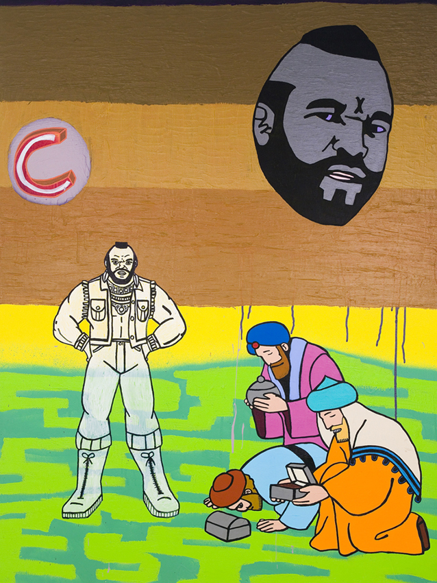 La Résurrection de Mr.T, Acrylique et peinture aérosol sur toile/Acrylic and spray paint on canvas, 122 X 91 cm, 2008.