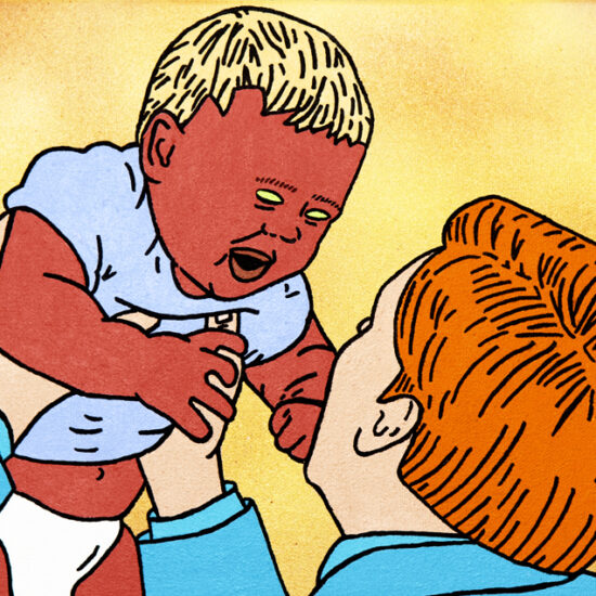 Père et fils, Acrylique et peinture aérosol sur toile/Acrylic and spray paint on canvas, 23 X 30.5 cm, 2011.