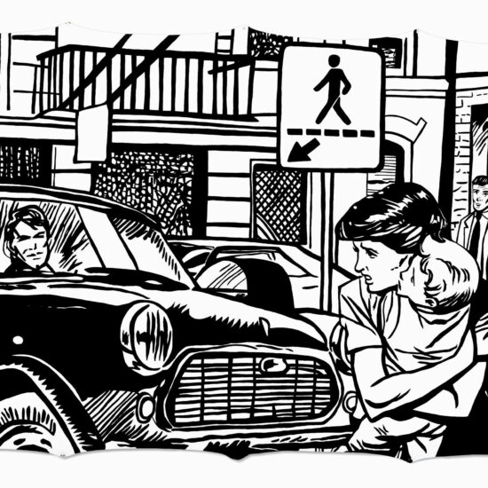 Piétons, Acrylique sur toile avec oeillets/Acrylic on canvas with eyelets, 152.4 X 243.8 cm, 2020.