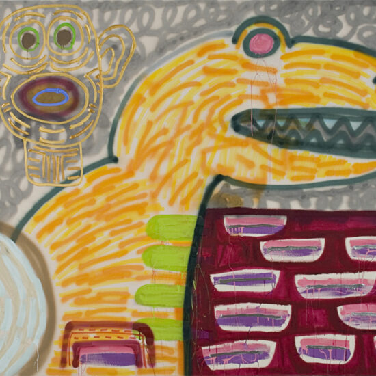 Le Dinosaure, Acrylique et peinture aérosol sur toile/Acrylic and spray paint on canvas, 152 X 213 cm, 2006.