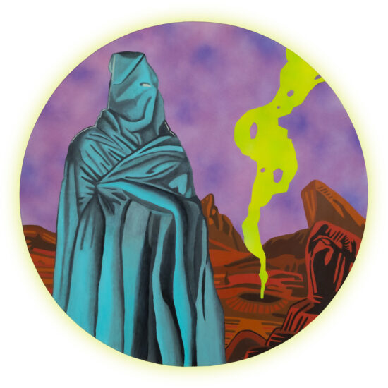 Arizona Brujo, Acrylique sur toile/Acrylic on canvas, Tondo of 122 X 122 cm, 2021.