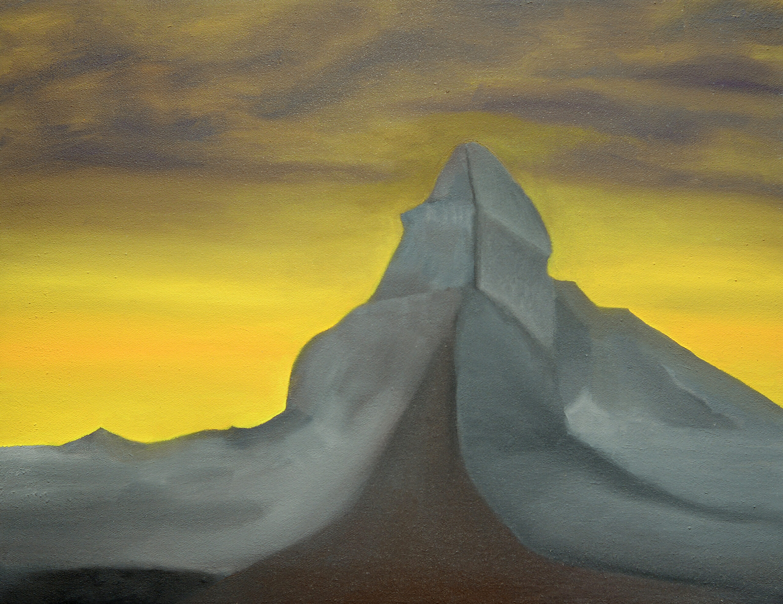 Montagne III- Le calme avant la tempête, Huile sur toile/Oil on canvas, 36 X 46 cm, 2014.